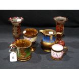 Four Copper Lustre Decorated Jugs & Tankards, Including A Miniature Pink Lustre Example, Together