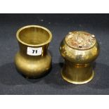 A Pair Of Bronze Three Footed Oriental Cups