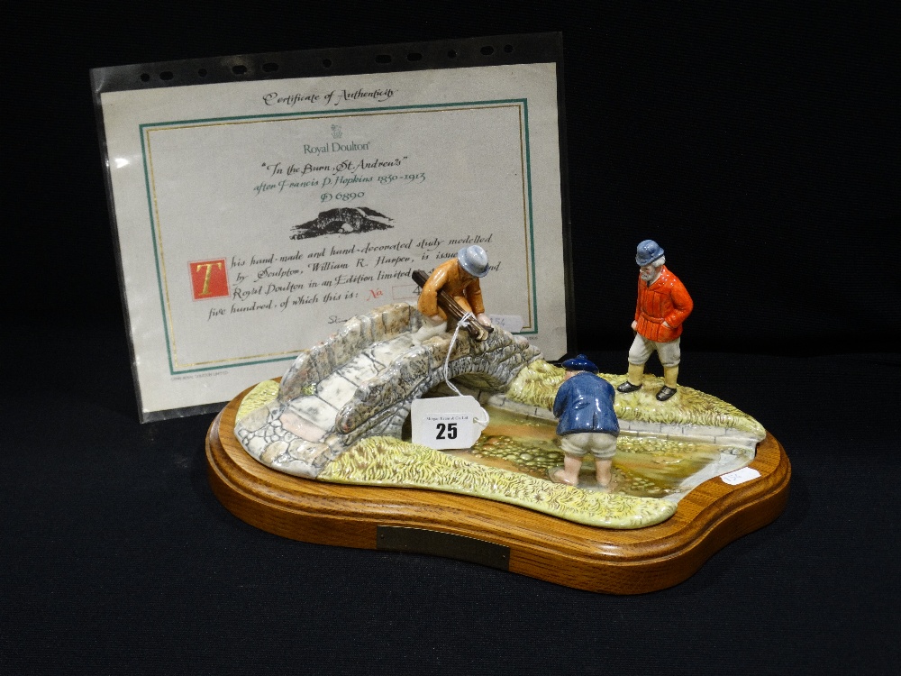 A Limited Edition Royal Doulton Golfing Group, Titled "In The Burn St. Andrews" No 41 Of An Edition