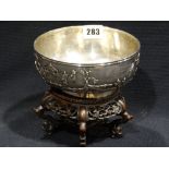 A Chinese Export Silver Circular Bowl With Figural & Landscape Panel To The Body & Presentation