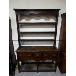 An Antique Oak Dresser, The Base Having Three Drawers With Open Pot Board Shelf, The Associated Top