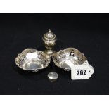 A Pair Of Circular Silver Trinket Dishes With Hallmarks For Birmingham 1920, Together With A Silver