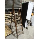 A Vintage Folding Step Ladder, Together With An Old Shoe Last