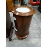 A Marble Topped Cylinder Single Door Pot Cupboard