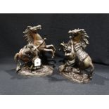 A Pair Of Cast Spelter Marly Horses & Attendants