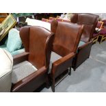 Three Mid Century Wing Backed Chairs