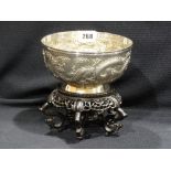 A Late 19th/ Early 20th Century Chinese Export Silver Circular Bowl With Entwined Dragons To The