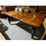 A Late Victorian Mahogany Extending Dining Table With Insert & Turned Corner Supports