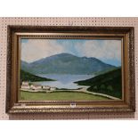 20th Century School, Oil On Board, North Wales Lake & Mountain View