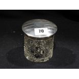 A Silver Topped Glass Dressing Table Jar, Birmingham 1913