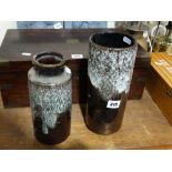 Two West German Pottery Drip Glazed Vases