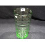 A Green Tinted Whitefriars Typed Ribbed Glass Vase, 8" High