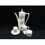 A Port Meirion Pottery Lilly Of The Valley Pattern Fifteen Piece Coffee Set