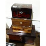 Two 19th Century Sewing Boxes, Together With A Deed Box & Jewellery Box (4)