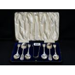 A Set Of Six Silver Teaspoons With Hallmarks For Sheffield 1903, Together With A Pair Of Non-