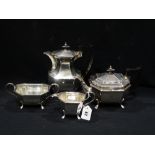 A Four Piece Sheffield Plate Tea Service