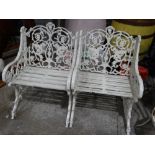 A Pair Of Antique Coalbrookdale Type Cast Iron Garden Chairs, The Frames Of Branch Form