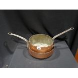 Two Antique Copper & Steel Handled Saucepans