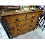 A Victorian Oak & Mahogany Chest Of Two Short & Three Long Drawers