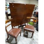 A Victorian Mahogany Square Topped Tilt Breakfast Table, Together With A Set Of Four Dining Chairs