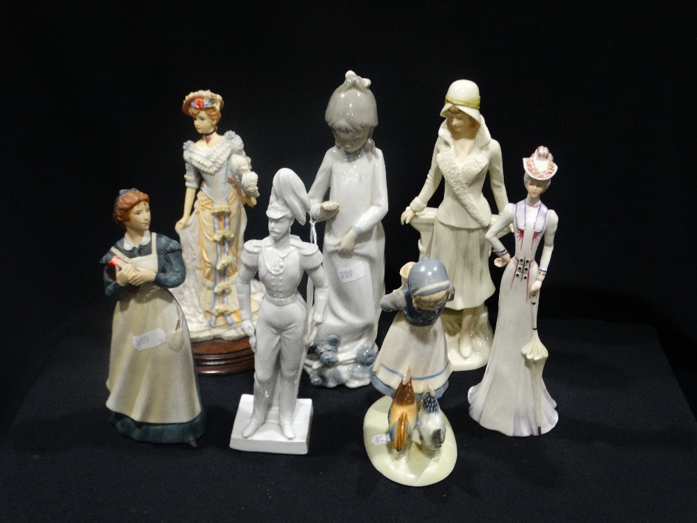 A Group Of Seven Various Ceramic Figures, Including Nao