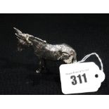 A Heavy Silver Model Donkey, 2.5" Long