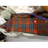 A Red & Blue Ground Welsh Woolen Blanket