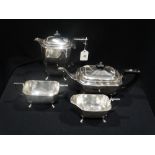 An Art Deco Period Four Piece Silver Plated Tea Service