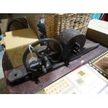 An Antique Mahogany & Brass Mechanical Wheel Driven Bellows