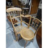 A Cane Seated Windsor Style Rocking Chair, Together With A Bentwood Chair