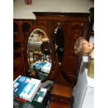 An Edwardian Mahogany & Inlaid Single Door Wardrobe With Matching Mirrored Dressing Chest