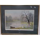 Helen Bradley, A Coloured Park Scene Print, Signed In Pencil