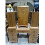 An Early 20th Century Mahogany Knee Hole Mirrored Dressing Table With Matching Pot Cupboard By