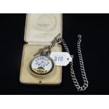 A Belgian Silver Encased Hebdomas Pocket Watch With Visible Escapement, Together With A Graduated