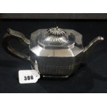 A Silver Teapot With Ebonised Handle & Finial, Hallmarks For London 1893