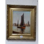 H. Marjoram, Oil On Canvas, Harbour View With Sail Boats, Signed & Dated 1890