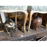 A Salt Glazed Stoneware Barrel, Together With A Brass Spirit Kettle Etc