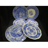A Quantity Of Blue Transfer Decorated Circular Plates