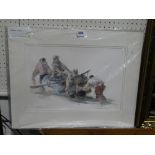 William Selwyn, A Limited Edition Coloured Print, Titled "Fisherman Launching", Signed & No In