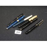 Six Vintage Fountain Pens, To Include Swan