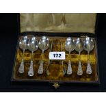 A Set Of Six Silver Plated Teaspoons, Together With Tongs