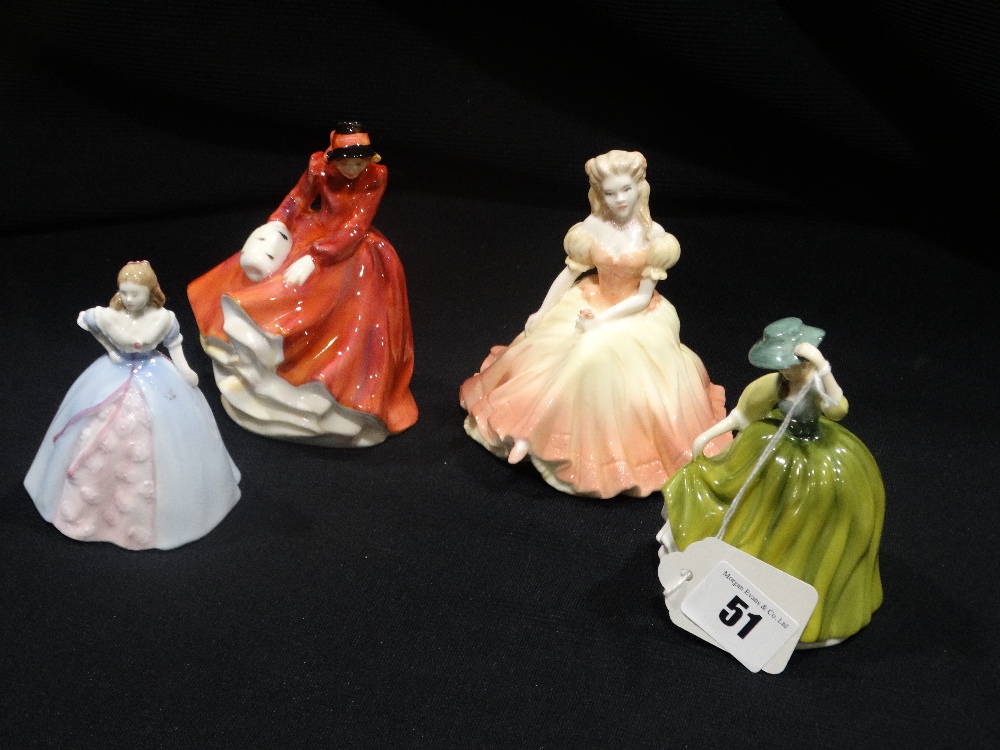 Four Miniature Royal Doulton & Coalport China Figures