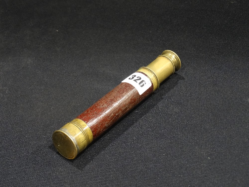 An Antique Brass & Mahogany Pocket Telescope