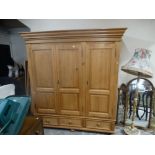 A Modern Pine Three Door Wardrobe 73" Wide