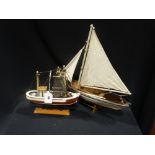 Two Contemporary Model Boat Ornaments