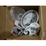 A Box Of Mixed Pottery & Glassware
