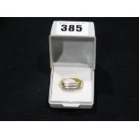 A Silver & Plated Diamond Set Gents Ring