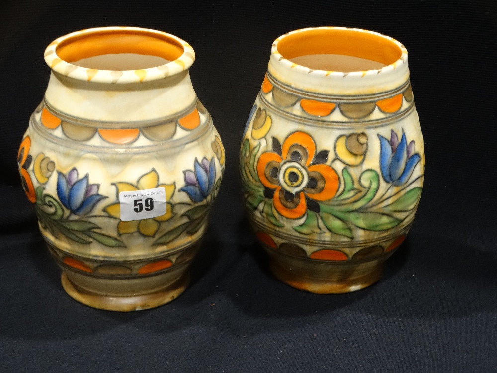 Two Crown Ducal Charlotte Rhead Design Bulbous Vases