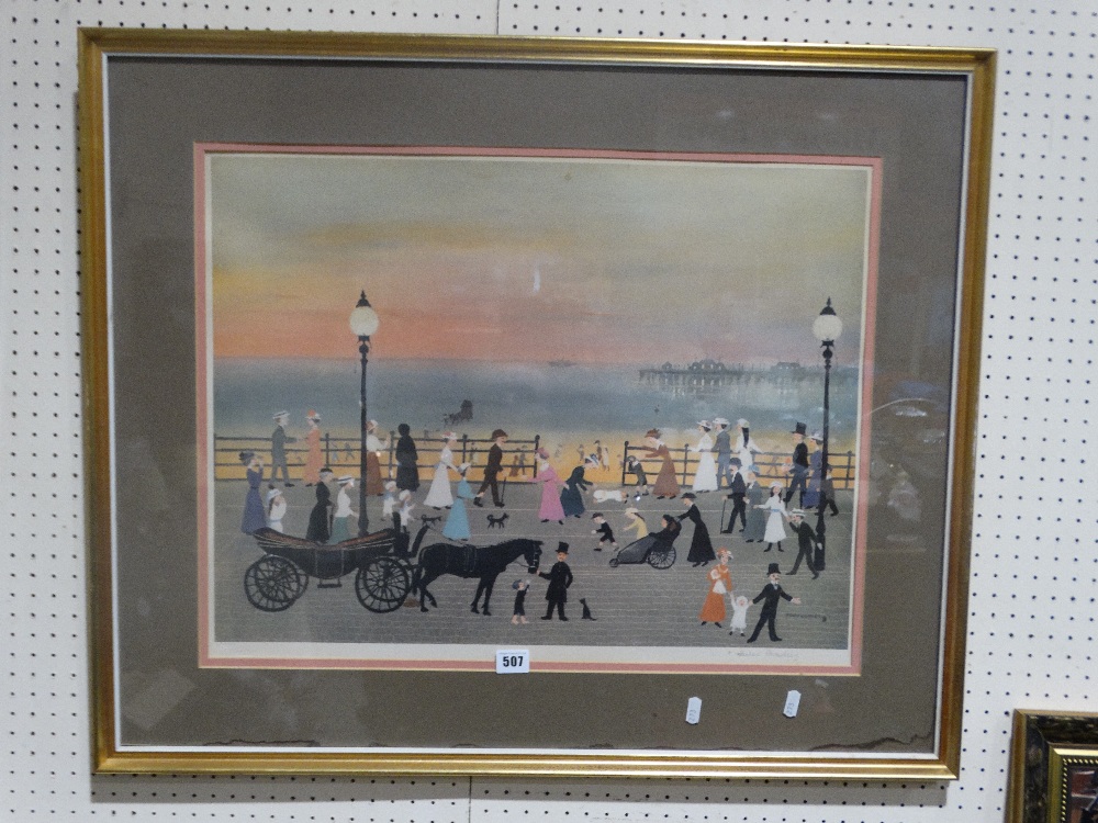 Helen Bradley, A Coloured Promenade Print, Signed In Pencil