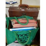 A Case Of 33rpm Records, Together With A Bag Of Mixed Books